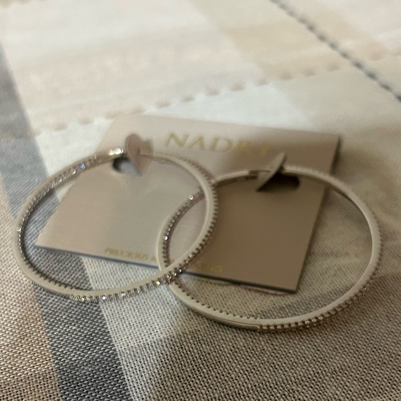 Nadri Pavé Inside Out Hoop Earrings 18K Rhodium Plated